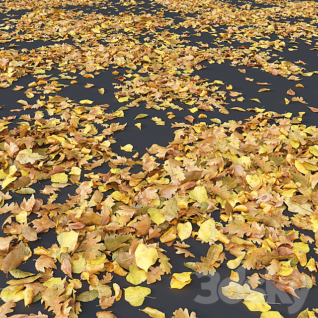 Autumn leaves. yellow 3ds Max - thumbnail 1