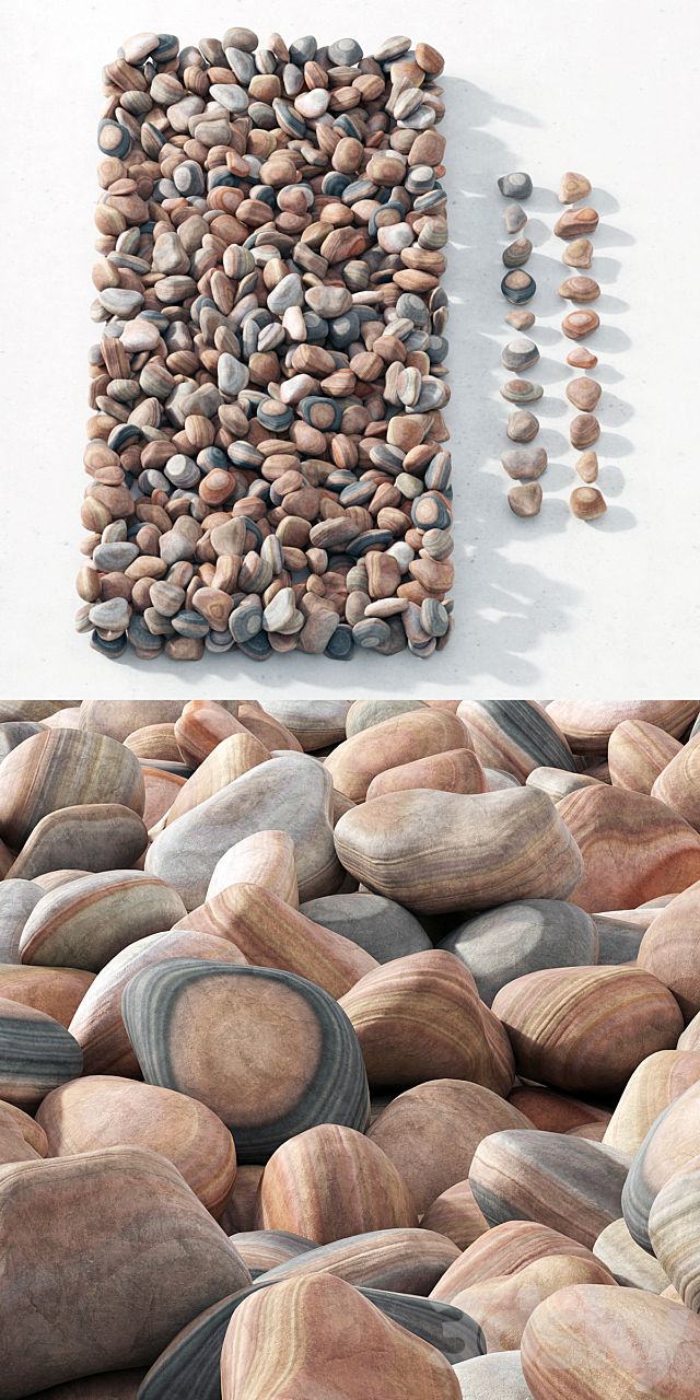 Collection pebble river _ Collection of river pebbles 3DS Max Model - thumbnail 2