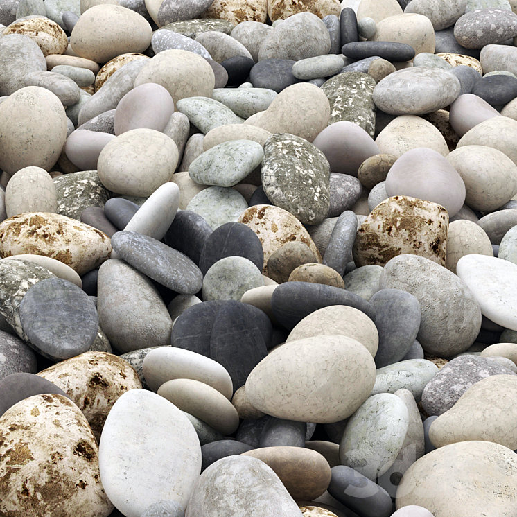 Colored pebbles road 3DS Max - thumbnail 1