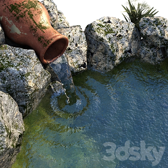 Decorative garden pond 3DS Max Model - thumbnail 2