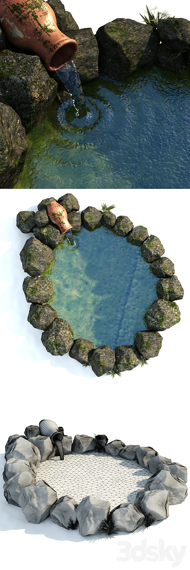 Decorative pond 2 3DSMax File - thumbnail 3