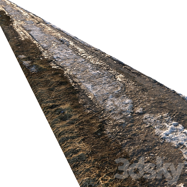 Dirt spring road material with snow 01 3ds Max - thumbnail 2