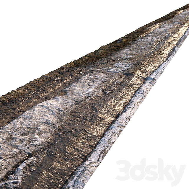 Dirt spring road material with snow 01 3ds Max - thumbnail 3