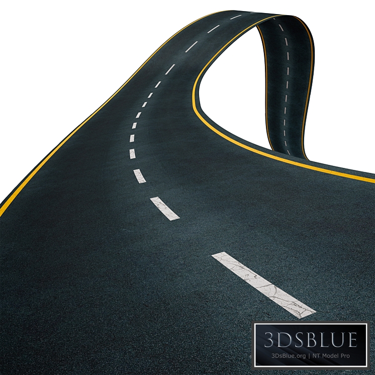 Editable winding asphalt two lane road with markings 05 3DS Max - thumbnail 3