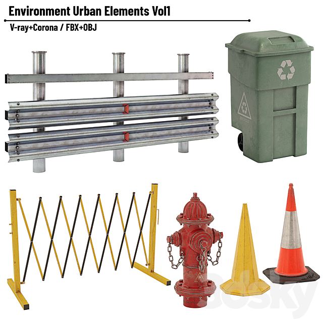 Environment Urban Elements Vol1 3ds Max - thumbnail 1