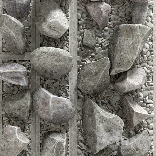 Flowerbed pebble rock decor street 3DSMax File - thumbnail 3