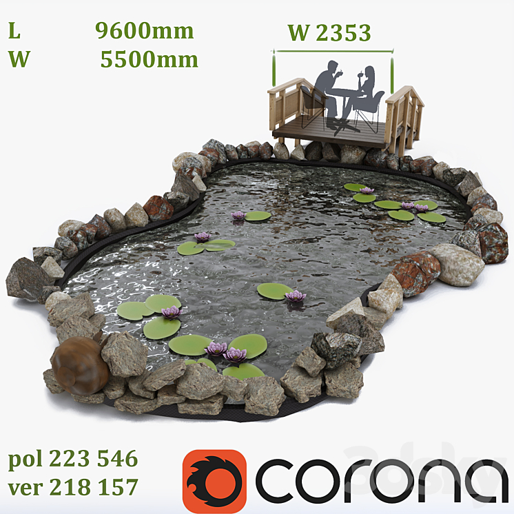 Garden Pond 3DS Max - thumbnail 1