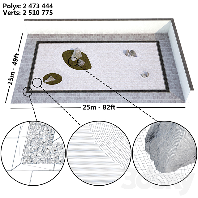 Japanese Zen Rock Garden 3DSMax File - thumbnail 3