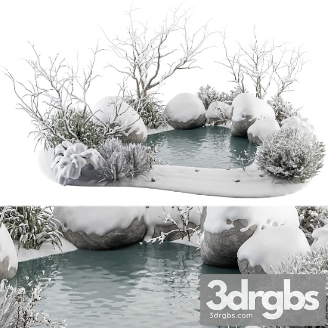 Landscape Furniture Snowy Lake Set 48 V 3dsmax Download - thumbnail 1