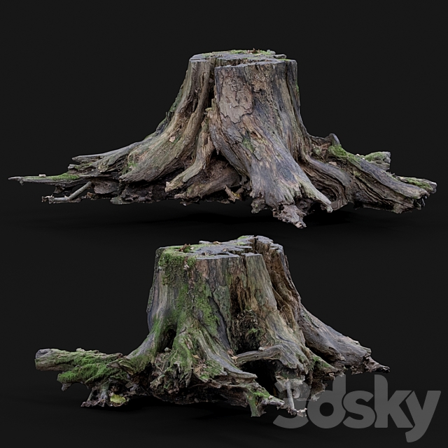 Large tree stump 3ds Max - thumbnail 3