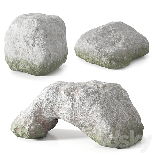 Low Poly Stones Set 02 3ds Max - thumbnail 1