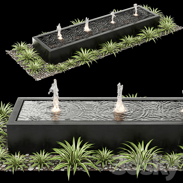 Modern box fountains_01 3DS Max Model - thumbnail 2