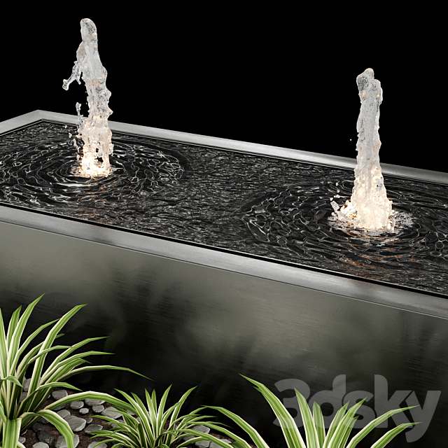 Modern box fountains_01 3DS Max Model - thumbnail 3