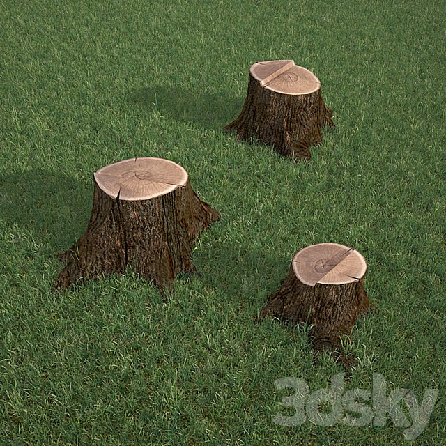 Oak stump 3DSMax File - thumbnail 1