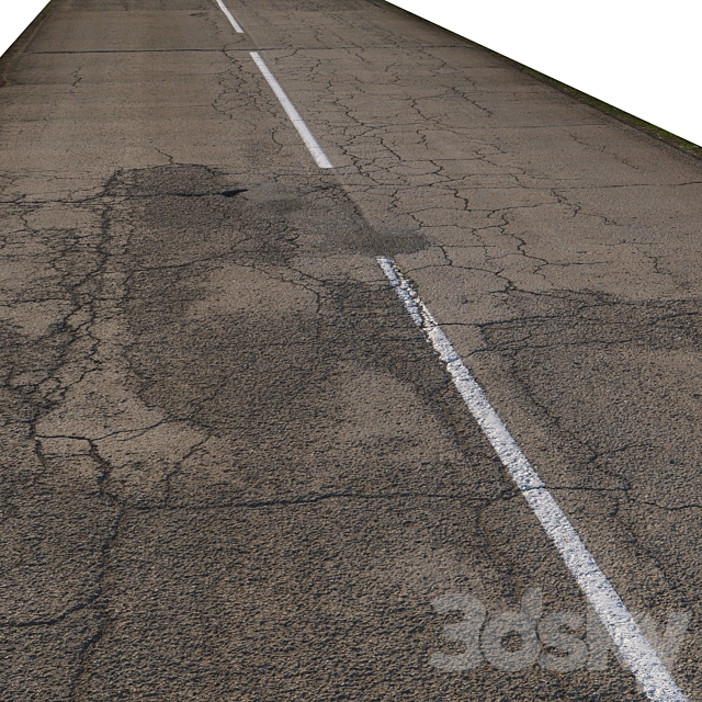 Old asphalt road – 35 meters 3DS Max Model - thumbnail 2