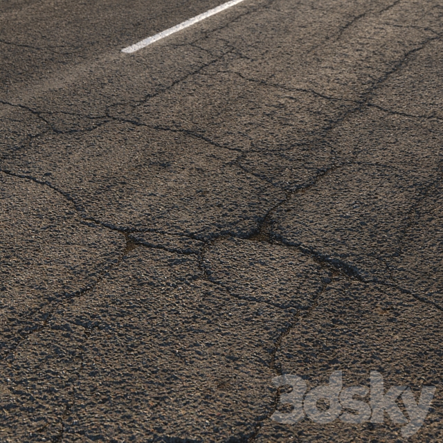 Old asphalt road – 35 meters 3DS Max Model - thumbnail 3