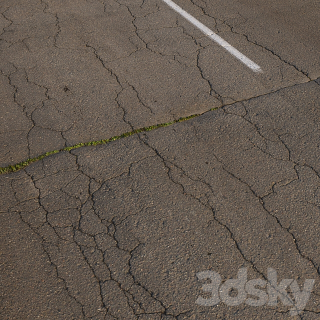 Old asphalt road – 35 meters 3DS Max Model - thumbnail 4