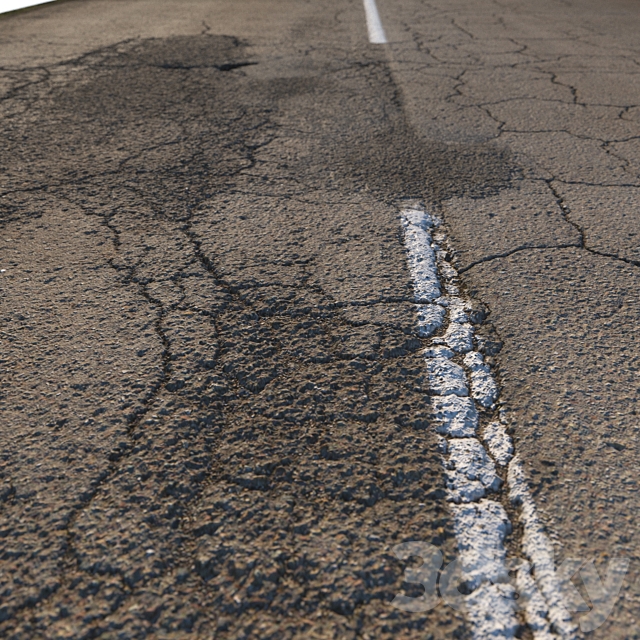 Old asphalt road – 35 meters 3DS Max Model - thumbnail 5