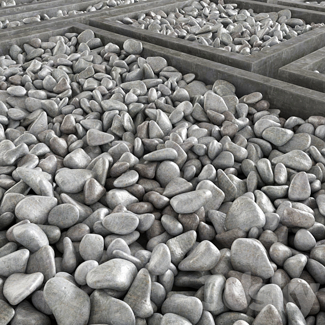 Pebble form _ Pebble in square shapes 3DS Max Model - thumbnail 2