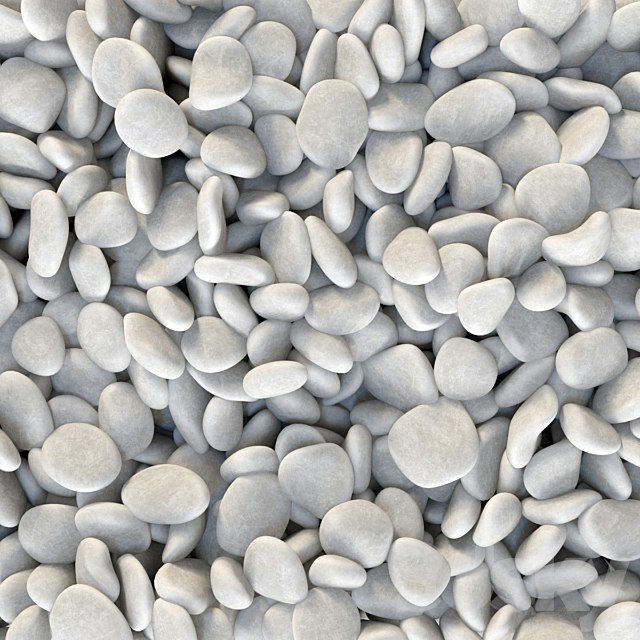 Pebble low n6 three White 3DS Max Model - thumbnail 2