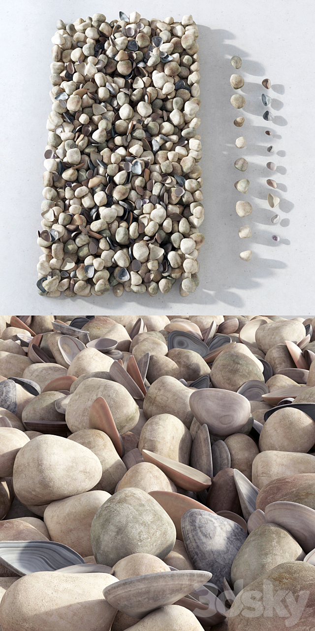 Pebble sea _ Sea pebbles 3DS Max Model - thumbnail 2