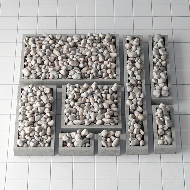 Pedestal stone pebble collection 3ds Max - thumbnail 1