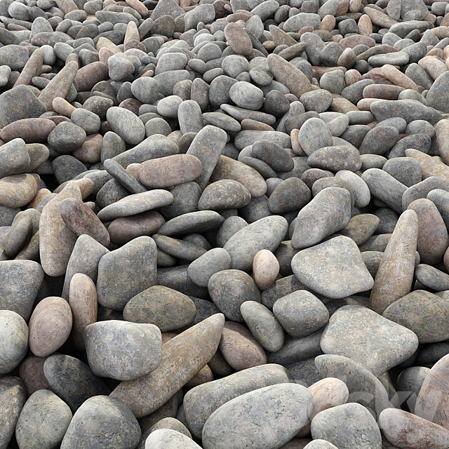 Road from sea pebbles 3DSMax File - thumbnail 1