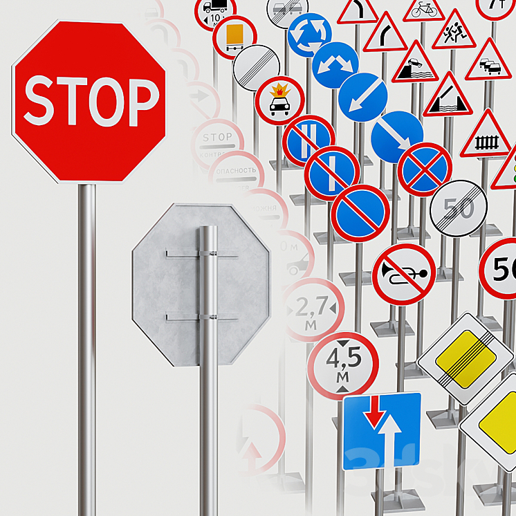 Road signs 3DS Max - thumbnail 1