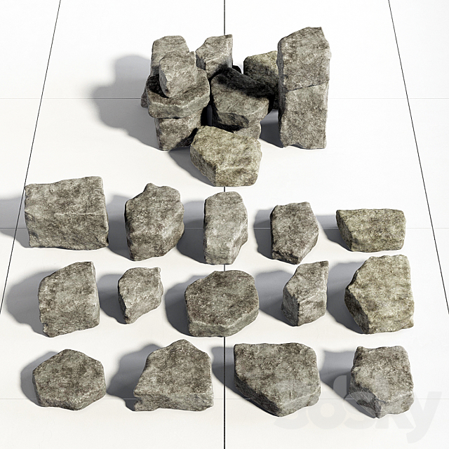 Rock stone collection 3ds Max - thumbnail 1