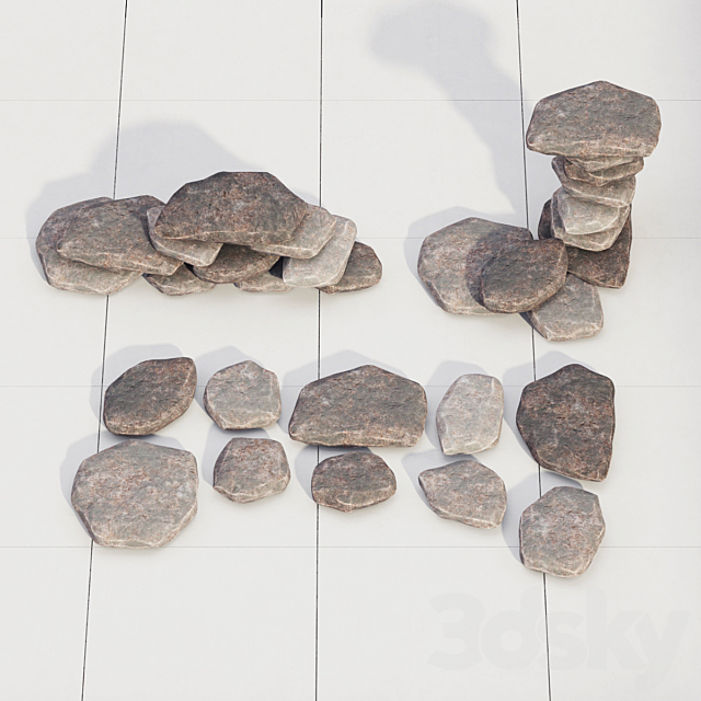 Rock stone collection decor 3ds Max - thumbnail 1