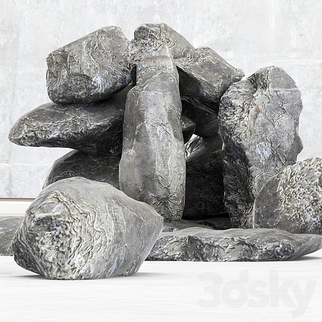 Rock stone collection decorative _ A collection of rock for decoration 3DS Max Model - thumbnail 2