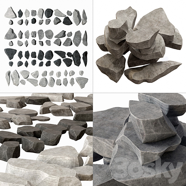 Rock stone plate splinter n1 _ Rock stone plate 3DSMax File - thumbnail 1