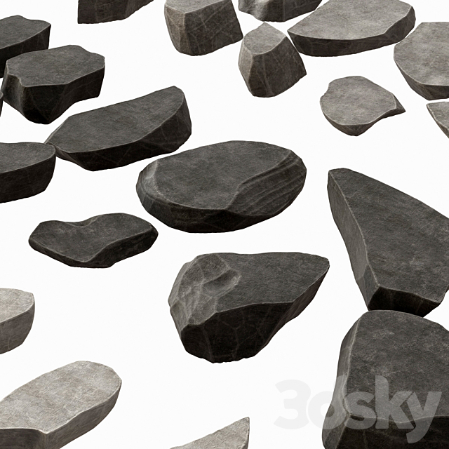 Rock stone plate splinter n1 _ Rock stone plate 3DSMax File - thumbnail 4