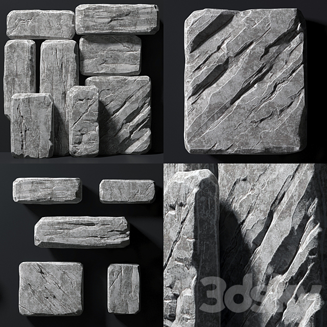 Slab stone rock big n1 3ds Max - thumbnail 2