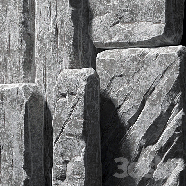 Slab stone rock big n1 3ds Max - thumbnail 3