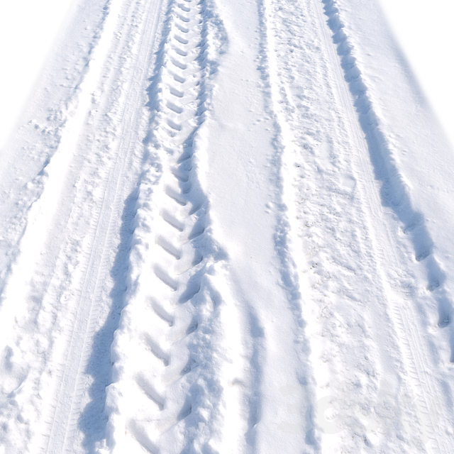 Snowy road_6 with wheel tracks 3ds Max - thumbnail 2