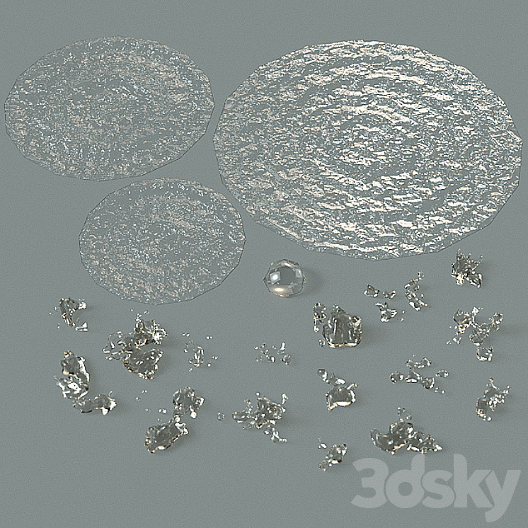 Splashes of raindrops 3DS Max - thumbnail 2