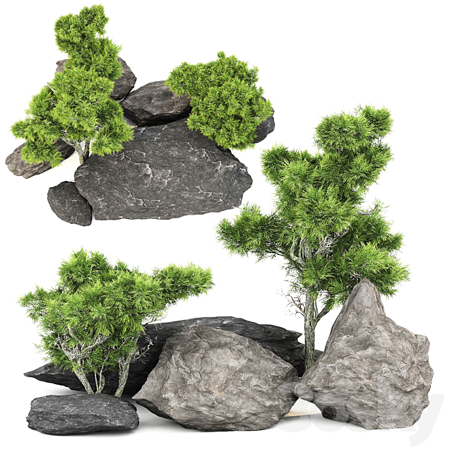 Stone + Bush pack 1 3ds Max - thumbnail 1