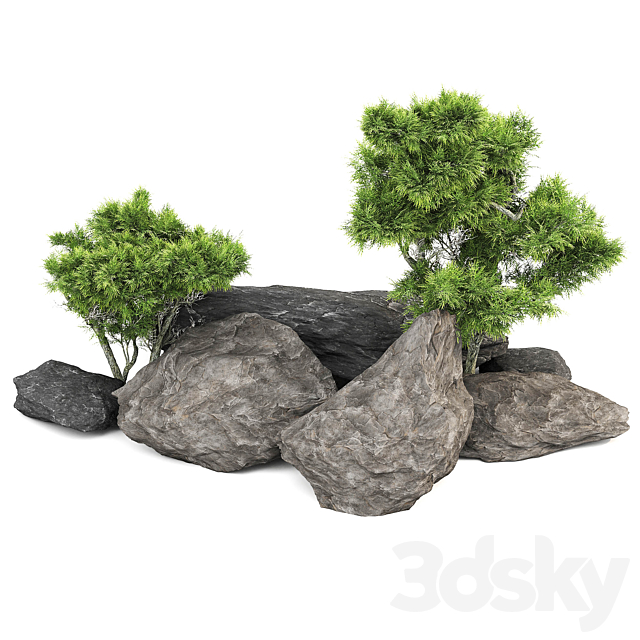 Stone + Bush pack 1 3ds Max - thumbnail 2