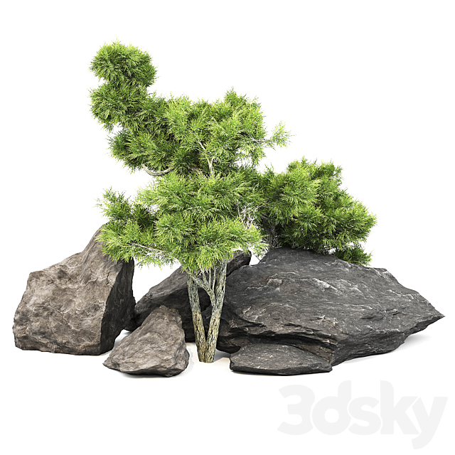 Stone + Bush pack 1 3ds Max - thumbnail 3