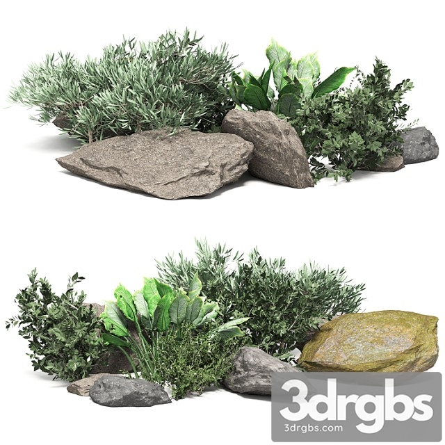 Stone + bush pack 18 3dsmax Download - thumbnail 1