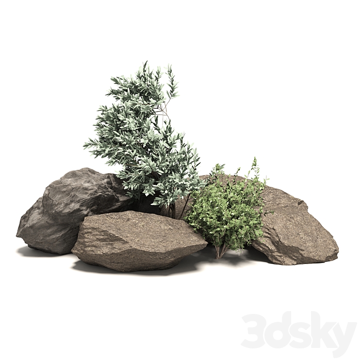 Stone + Bush Pack 6 3DS Max - thumbnail 2