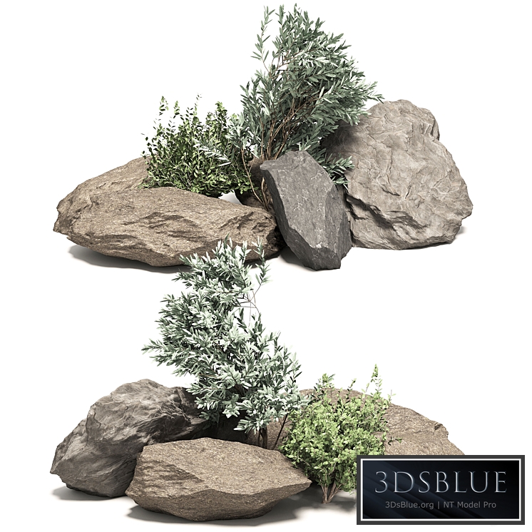 Stone + Bush Pack 6 3DS Max - thumbnail 3