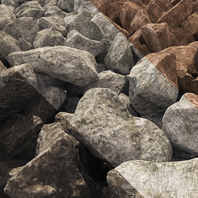 Stone gravel road _ Road from gravel 3DS Max Model - thumbnail 2