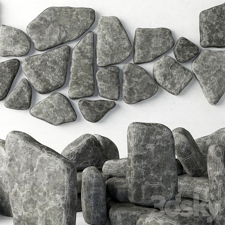 Stone panel chip collection 3DS Max - thumbnail 2