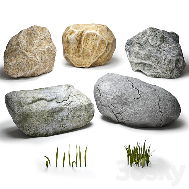 Stones & grass 3DSMax File - thumbnail 1