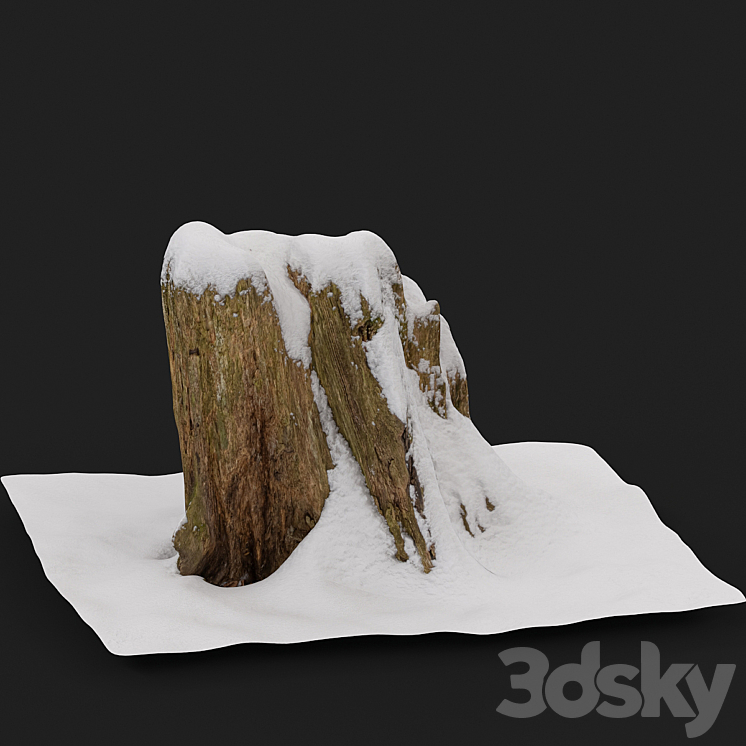 Stump under the snow 3DS Max - thumbnail 1