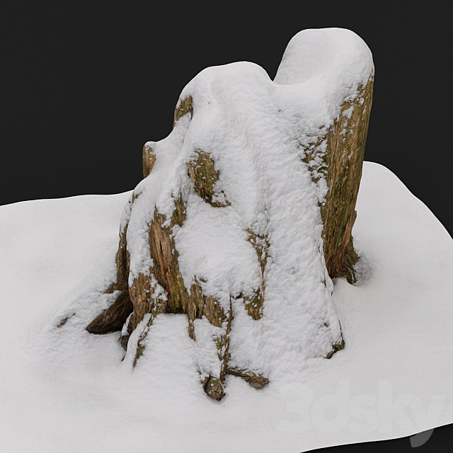 Stump under the snow 3DSMax File - thumbnail 3