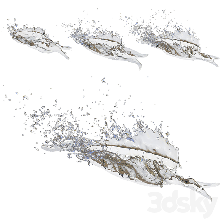 tire water splash set 3DS Max - thumbnail 1