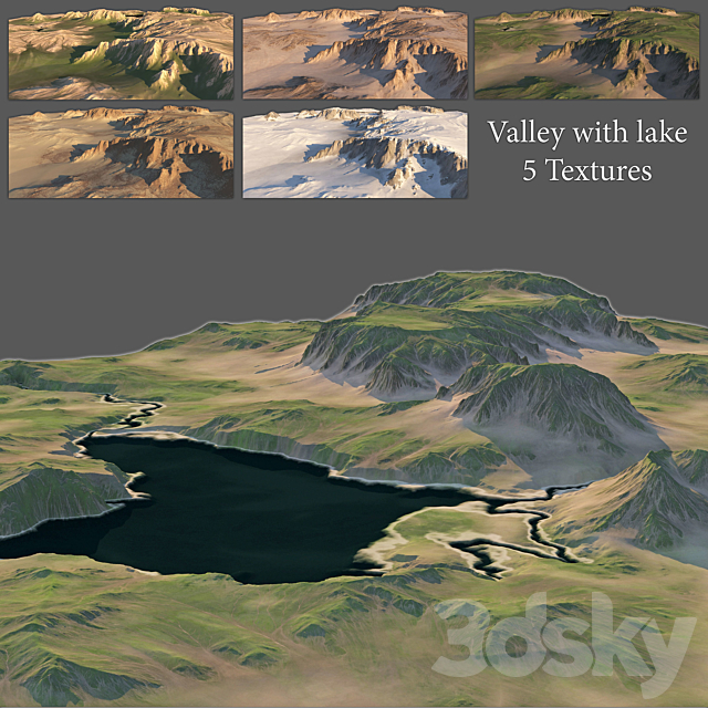 Valley with a lake (5 textures) 3ds Max - thumbnail 1